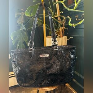 Coach Gallery Signature embossed patent leather tote